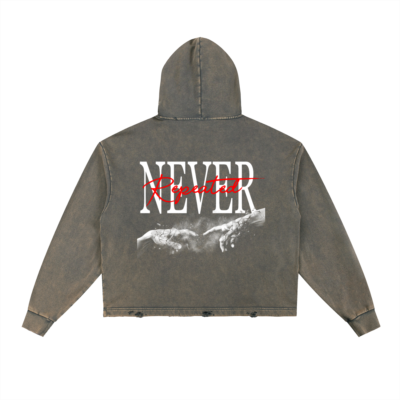 Vintage Washed Frayed-Hem Hoodie