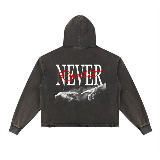 Vintage Washed Frayed-Hem Hoodie