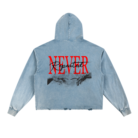 Vintage Washed Frayed-Hem Hoodie